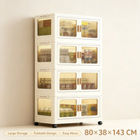 Armoire de rangement pliable à 4 niveaux avec roulettes, armoire domestique pour vêtements, organisation de la maison