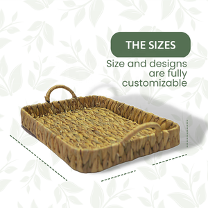 Meilleur vendeur Rec jacinthe tissé plateau couleur naturelle maison et cuisine stockage plateau de service avec poignée - Product Image 5