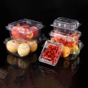 Blister Transparent Grapes Cherries Loaf Packaging Food Grade Clear PET Fruit Boxes Plastic Clamshell Punnet Container Box