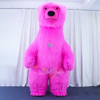 Costume de dessin animé d'ours polaire gonflable rose personnalisé mascotte Costume d'ours polaire de dessin animé de taille adulte