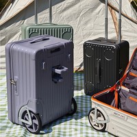 Valise tout-terrain, coque rigide en PC avec roues surdimensionnées, porte-gobelet, port USB, serrure TSA, grande capacité pour le camping et les voyages