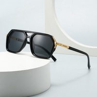 Nouvelles lunettes de soleil tendance pour hommes, design polygonal, double pont, protection UV400, logo personnalisé, en polycarbonate
