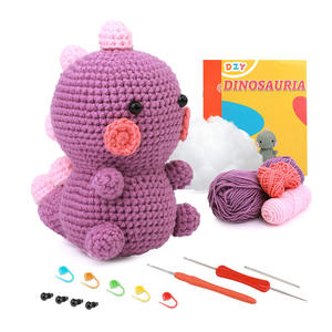 Vente en gros de poupées en peluche <span class=keywords><strong>Dinosauria</strong></span> tricotées au crochet à la main, animaux en peluche, kit tissé, laine, artisanat, poupées au crochet tricotées à la main - Product Image 2