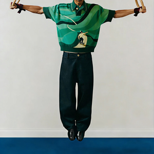 Polo da Uomo in Maglia di Cotone Personalizzata con Design Jacquard a Palme di Cocco, Maniche Corte e Colletto Risvoltato, Ideale per l'Estate - Product Image 2