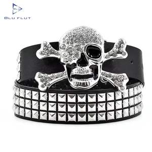 Halloween Estilo Do Punk Do Vintage Cinto Do Crânio Do Diamante com Rebite Y2K Mulheres Homens Calças De Zircão Cinto Strass Cintos De Couro - Product Image 1