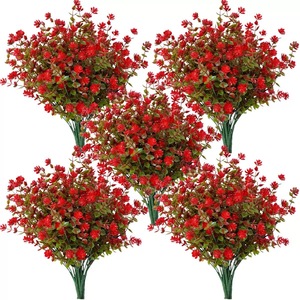 Feuilles et fleurs d'eucalyptus artificielles, toucher réel, résistantes à l'eau, résistantes aux UV, écologiques, herbe d'anniversaire, vente en gros - Product Image 4