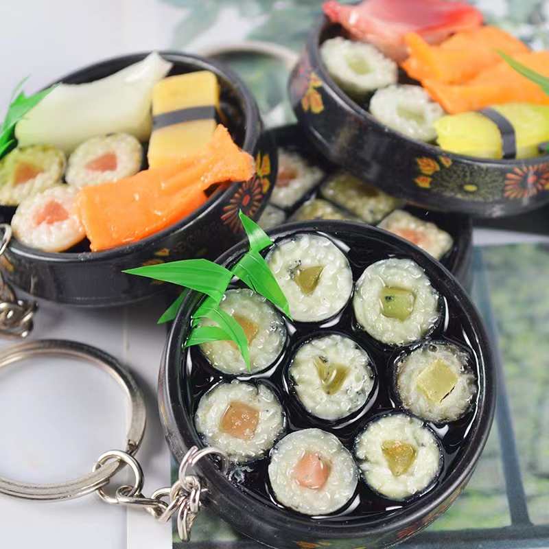Pvc Simulation Sushi Box Keychain Pendant & Gifts, Oem