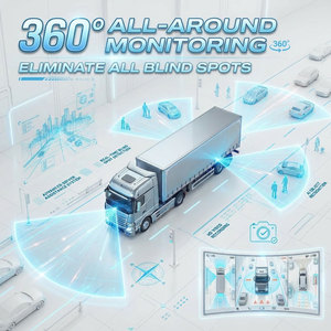 Système de surveillance de camion robuste à 4 caméras, moniteur HD 7 pouces, écran partagé, solution anti-angle mort 360°, enregistrement en boucle DVR, vision nocturne - Product Image 3