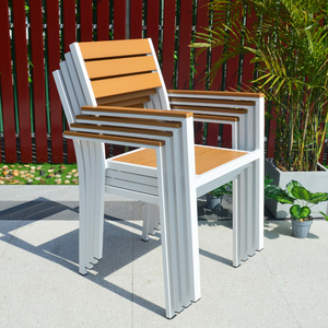 Meubles de restaurant d'<span class=keywords><strong>extérieur</strong></span> modernes résistants aux intempéries, <span class=keywords><strong>chaise</strong></span> et table de salle à manger <span class=keywords><strong>en</strong></span> plastique et <span class=keywords><strong>bois</strong></span> pour patio - Product Image 5