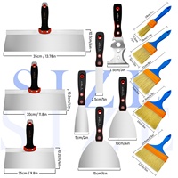 Ensemble de 14 Spatules en Acier Inoxydable avec Brosses, Grattoir, Couteau à Bande de Plâtre et Bac à Mastic, Outils de Réparation Murale