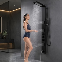 Panneau de douche pluie en acier inoxydable avec affichage numérique LED de la température, jets corporels et douchette à main pour salle de bain d'appartement