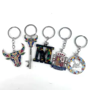 Espana high quality animal cow letter metal customized logo mini souvenir tourist key chain