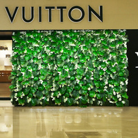 Mur végétal artificiel Greenway en plastique vert, gazon synthétique, fleurs rouges artificielles pour décoration de magasin, art floral de mariage, simplicité