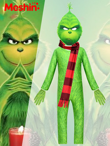 Meshin Unisex Green Furry Spider Man <b>TV</b> & Movie Cosplay Costume Onesie Tights Mask Kids Fashion Stage Show Halloween - Product Image 2
