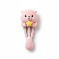 Fournisseur de jouets en peluche personnalisés Service après-vente sans souci Épingle à cheveux en peluche personnalisée avec cadeau de conception d'ours rose pour les enfants.