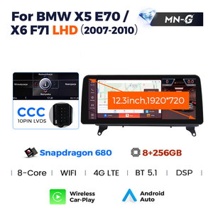 12,3 '1920*720 8 + 256G Android 13 8 Core REPRODUCTOR DE DVD para coche para BMW X5 E70 X6 E71 CIC CCC DSP 4G Autoradio Car-play - Product Image 5