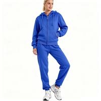 Tendances 2026 : Ensemble de survêtement 2 pièces élégant pour femme, avec sweat à capuche zippé mi-lourd, grande taille, coupe ample unie, pour le sport et les loisirs