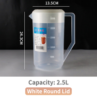 Prix bas, vente en gros, pichet à eau en plastique PP de grande capacité 1800 ml-5 L, écologique, avec couvercle et poignée, pour liquides chauds/froids