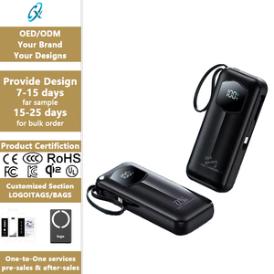 Power bank portatile da 10000mAh con cavo retrattile integrato, ricarica rapida da 22.5W, per uso esterno e di emergenza, caricatore portatile. - Product Image 1