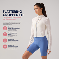 Haut de sport pour femme haut de gamme, double couche, léger, en maille, UPF50+, séchage rapide, respirant, coupe courte, pour la course et le yoga