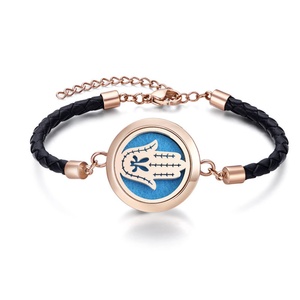 Wholesale Stainless Steel Aroma Diffuser <b>Bracelet</b> Hand Palm Charm <b>Bracelet</b> <b>Leather</b> <b>Bracelet</b> Men Women - Product Image 3