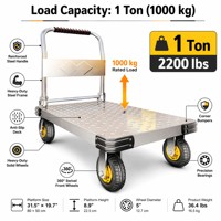 Chariot de manutention industriel en métal, pliable et portable, à plateau plat, pour usage domestique et commercial, mini-remorque