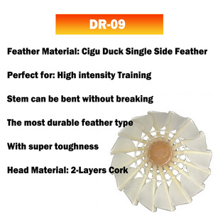 DunRun DR-09 Volants de <span class=keywords><strong>badminton</strong></span> en plumes de canard Cigu blanc pur, durables, pour l'entraînement et les joueurs de club (vente en gros) - Product Image 3