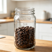 Pot Mason en verre de 16 oz avec couvercle métallique, bouche standard, pour confiture et mise en conserve, directement de l'usine