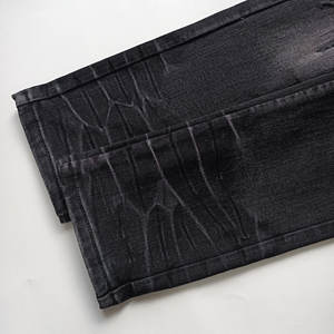 Fabricantes Guangzhou OEM, Parches de Cuero Resistentes, Diseño de Marca, Jeans de Mezclilla Ajustados para Hombre, Estilo Vintage, Elásticos y Desgastados - Product Image 3