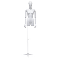 Maniquí Femenino Curvilíneo de Cuerpo Completo con Cabeza, Blanco, Realista, de Alta Gama, con Base de Madera y Alambre, para Exhibición de Ropa de Pie o Colgante