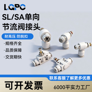 Pneumatic Throttle Valve SL4 M5 6 01 8 02 Threaded <b>Quick</b> Insert White Air Pipe <b>Connector</b> - Product Image 2