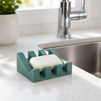 Petit porte-savon incliné en silicone à 4 fentes, étanche, pour plusieurs pains de savon, idéal pour la buanderie