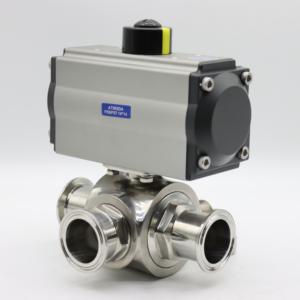 วาล์วบอลแบบหุ้มฉนวนสามทางชนิด Tri-Clamp พร้อมตัวกระตุ้นลมแบบนิวแมติก ทำจากสแตนเลส 304 316L ทนแรงดันสูง - Product Image 6