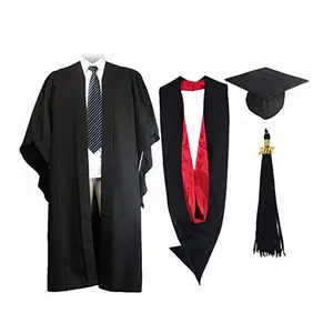 Fast Delivery College Graduation Gown Cap And Hood School Uniforms Sets Custom University Graduation Gown