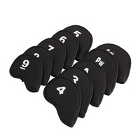 Ensemble de housses de tête de club de golf avec logo personnalisé - 10 pièces, housses de tête de fer durables avec étiquettes numérotées, polyester noir et éponge