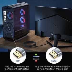 <span class=keywords><strong>Cable</strong></span> <span class=keywords><strong>DisplayPort</strong></span> 1.2 a HDMI <span class=keywords><strong>2.0</strong></span> 4K 30 Hz, 1,5/2/3 m, trenzado de nailon, chapado en oro, transmisión HD estable - Product Image 5
