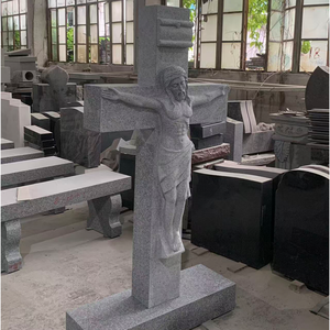 Statue de crucifix en granit sculptée à la main, figure religieuse, monument funéraire, commémoration extérieure pour cimetière, église, temple - Product Image 4
