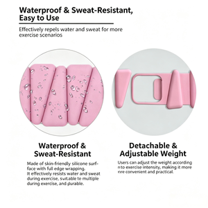 Poids de poignet réglables 2LB avec logo personnalisé, bracelets d'entraînement, poids de fitness en silicone portables pour poignets et chevilles pour femmes - Product Image 3