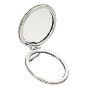 Miroir de poche compact double face pliable en similicuir scintillant de 7 cm avec logo personnalisé, sans paillettes détachées, pour la coiffure et le maquillage, vente en gros - Product Image 4