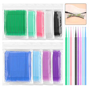 100pcs Disposable Cotton Swab <b>Micro</b> Brushes Plastic Eyelash Cleaning Applicator Tool - Product Image 1