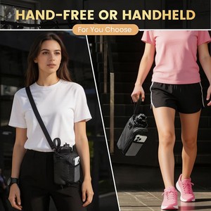 Bolsa para botella de agua con bolsillo para teléfono, funda aislante para gimnasio, fitness, bandolera, unisex, color negro - Product Image 2
