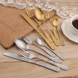 2023 New Design 430 Stainless Steel Retro Luxury Design Customized Restaurant Hotel Cutlery Set