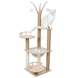 Struttura per gatti in legno massello semplice moderna struttura per arrampicata per gatti grande albero di attività per gatti - Product Image 2