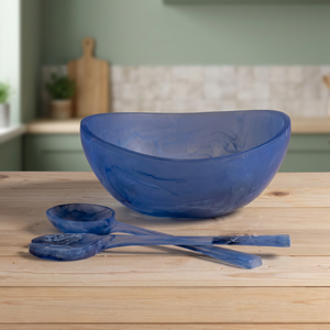 Juego de cuencos y cucharas de resina Smoky Swirl | Serveos de resina hechos a mano con elegante diseño jaspeado | Ideal para cenar y regalar - Product Image 1