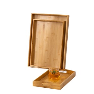 Bamboo Rectangular <b>Tray</b> 30x20 Cm With Handles For Serving Desserts Tea Household Use - Product Image 4