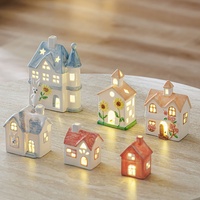 Lampu Malam LED Rumah Mini Keramik Natal Cina, Ornamen Hadiah Liburan Kreatif, Bestseller Lintas Negara