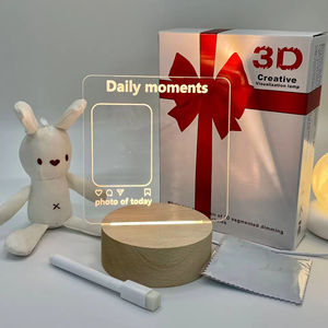 Tablero de Mensajes 3D Acrílico Luminoso de Madera y Plástico USB DIY con Lámpara LED de Noche y Bolígrafo, para Dormitorio, con Alimentación por Enchufe - Product Image 1