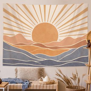 Tapiz de Pared de Poliéster con Diseño de Olas de Montaña Beige, Impreso, Lavable a Máquina, Decoración de Pared, Arte de Pared, Venta al por Mayor, Moderno - Product Image 6