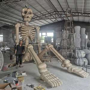 <span class=keywords><strong>Esqueleto</strong></span> Gigante de Halloween <span class=keywords><strong>Sentado</strong></span>, Escultura de Fibra de Vidrio, Accesorio de Decoración de Gran Tamaño para Exteriores con Temática de Terror - Product Image 2