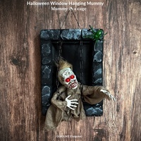Nouvelle Décoration d'Halloween MCT : Pendentif Lumineux Électrique à Induction pour Fenêtre, Mamaniaque Prisonnière Petite Fille Balançante, pour Maison Hantée Intérieure